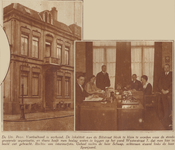 874146 Collage van 2 foto's betreffende de verhuizing van het kantoor van de Utrechtsche Provinciale Voetbalbond ...